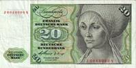République fédérale allemande 20 Deutsche Mark 1960-01-02, KM:32a -