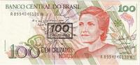 Brésil 100 Cruzeiros on 100 Cruzados Novos UNZ -