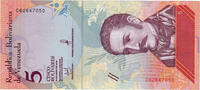 Venezuela 5 Bolivares Billet, 2018-01-15 -