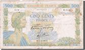 France 500 Francs Billet, 500 F 1940-1944 ''La Paix'', 1940-10-17 -