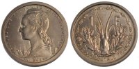 Afrique-Occidentale française Franc Monnaie, French West Africa, Copper-nickel, Lecompte:4 -