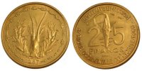 Afrique-Occidentale française 25 Francs Monnaie, French West Africa, Aluminum-Bronze, Lecompte:21 -