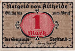 Allemagne 1 Mark Billet, Altheide, porte, Mehl:28.2 -