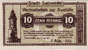 Allemagne 10 Pfennig Billet, Salzwedel, tour, 1920 SPL Mehl:S8.3b -
