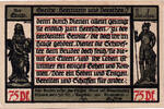 Allemagne 75 Pfennig Billet, Possneck, statue, Mehl:1066.6 -