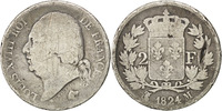 France 2 Francs Monnaie, Louis XVIII, Louis XVIII, Toulouse, B, Argent -