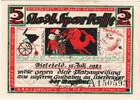 Allemagne 5 Mark Bielefeld, 1921-07-15 -
