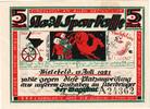 Allemagne 5 Mark Bielefeld, 1921-07-15, Grabowski:103.12 -
