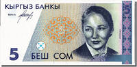 Kirghizstan 5 Som Billet, KYRGYZSTAN -