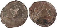 Demi-Follis Monnaie, Tibère II Constantin, Constantinople, Cuivre -