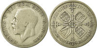 Grande-Bretagne Florin, Two Shillings Monnaie, George V, Argent -