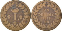 France Decime Monnaie, Louis XVIII, Strasbourg, Bronze, Gadoury:196b -