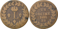 France Decime Monnaie, Louis XVIII, Strasbourg, Bronze, Gadoury:196c -