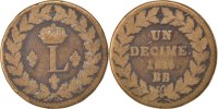 France Decime Monnaie, Louis XVIII, Strasbourg, Bronze, Gadoury:196c -