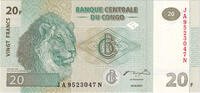 République démocratique du Congo 20 Francs Billet, 2003-06-30, KM:94a -