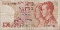 Belgique 50 Francs Billet, 1966-05-16, KM:139 -