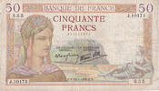 France 50 Francs Cérès, J.10171, Fayette:18.25, KM:85b -