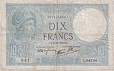 France 10 Francs Minerve, E.84766, Fayette:7.29, KM:84 -
