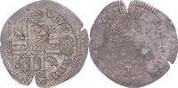 France Quinzain aux 8 L Monnaie, Louis XIV, Tours, contremarqué lis -