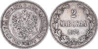 Finlande 2 Markkaa Monnaie, Alexander II, Helsinki, Argent, KM:7.2 -