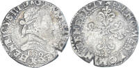 France 1/2 Franc au col plat Monnaie, Henri III, Bordeaux, Argent -