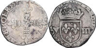 France 1/8 Ecu Monnaie, Henri III, Bayonne, rogné, Argent -
