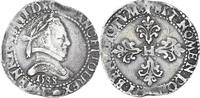 France 1/2 Franc au col plat Monnaie, Henri III, Bordeaux, Argent -