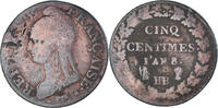 France 5 Centimes Monnaie, Dupré, Strasbourg, Cuivre -
