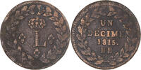 France Decime Monnaie, Louis XVIII, Strasbourg, Bronze -