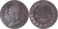 France 5 Centimes Monnaie, Dupré, Paris, Bronze, Gadoury:126 -