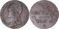 France 5 Centimes Monnaie, Dupré, Paris, Bronze, Gadoury:124 -