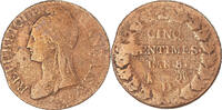 France 5 Centimes Monnaie, Dupré, Lyon, Bronze, Gadoury:126a -