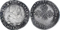France 1/2 Franc au col plat Henri III, Poitiers, Argent -