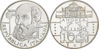 Italie 10 Euro Andrea Palladio, Rome, BE, Argent, KM:305 -