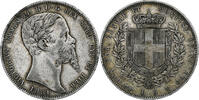 Italie 5 Lire Vittorio Emanuele II, Torino, Argent, KM:144.1 -