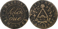 Italie 2 Soldi République Subalpine, Torino, Bronze, KM:3 -