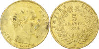 France 5 Francs Napoleon III, Paris, tranche cannelée, Or, KM:783 -