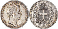 États italiens 5 Lire Monnaie, SARDINIA, Carlo Alberto, Genoa -