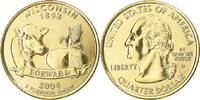 États-Unis Quarter Monnaie, Wisconsin, U.S. Mint, Philadelphie, golden -