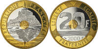 France 20 Francs Monnaie, Mont Saint Michel, Paris, Proof / BE -