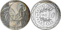 France 10 Euro Monnaie de Paris, Coq, Paris, Argent -