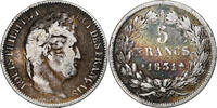 France 5 Francs Monnaie, Louis-Philippe, Rouen, Argent -