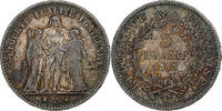France 5 Francs Monnaie, Hercule, Bordeaux, Argent, Gadoury:745a -