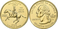 États-Unis Quarter Delaware, U.S. Mint, Denver, gold-plated coin -