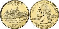 États-Unis Quarter New Jersey, U.S. Mint, golden, Cupronickel plaqué -