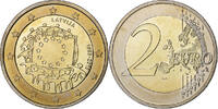 Lettonie 2 Euro 30 ans Drapeau européen, Bimétallique, KM:New -