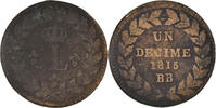 France Decime Monnaie, Louis XVIII, Strasbourg, Bronze -