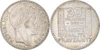 France 20 Francs Monnaie, Turin, Paris, Rameaux courts, Argent -