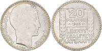 France 20 Francs Monnaie, Turin, Paris, Rameaux longs, Argent -