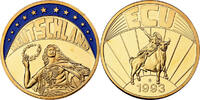 Allemagne Medaille Ecu Europa, Copper Gilt -